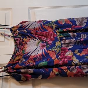 Spaghetti strap tropical maxi
